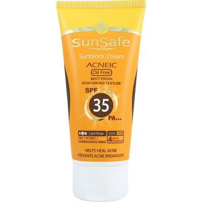 کرم ضد آفتاب فاقد چربی SPF35 سان سیف مناسب پوست های چرب و دارای آکنه 50 گرم