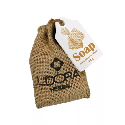 صابون گیاهی حاوی عصاره‌عسل و زعفران لدورا هربال 70 گرمی