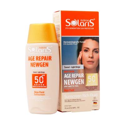 فلوئید ضد آفتاب و ضد چروک spf50 ایج ریپیر نیوژن رنگ بژ روشن سولاریس آردن 75 میلی لیتر