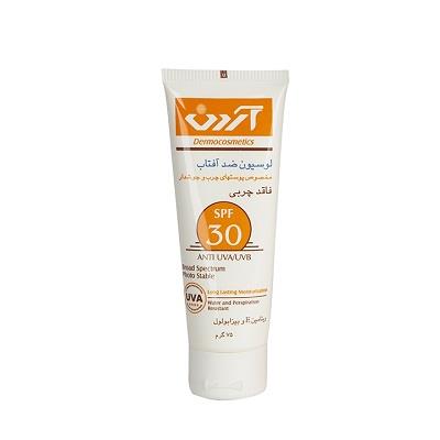 لوسیون ضد آفتاب بی رنگ فاقد چربی آردن SPF30 مناسب پوست چرب 75 گرم