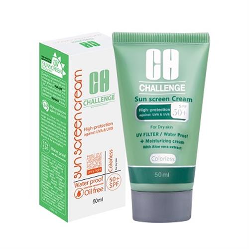 کرم ضدآفتاب spf50 بدون رنگ چلنج مناسب پوست خشک و نرمال 50 میلی لیتر