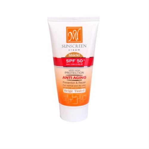 کرم ضد آفتاب شیلد SPF50 مای رنگ بژ پر رنگ مناسب پوست نرمال تا خشک 50 میلی لیتر