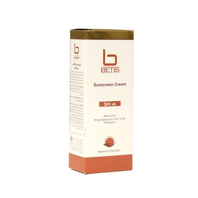 کرم ضد آفتاب و مرطوب کننده SPF40 بتیس مناسب پوست خشک و معمولی 75 میلی لیتر