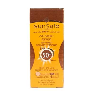 کرم ضد آفتاب فاقد چربی آنتی آکنه SPF50 سان سیف مناسب پوست چرب 50 گرم