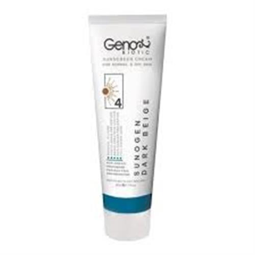 کرم ضدآفتاب بژ تیره SPF50 ژنوبایوتیک شماره 4 مناسب پوست های خشک و معمولی 50 میلی لیتر