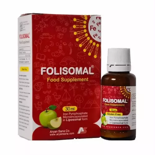 قطره آهن فولیزومال آریان سنا با طعم سیب 30 میلی لیتر