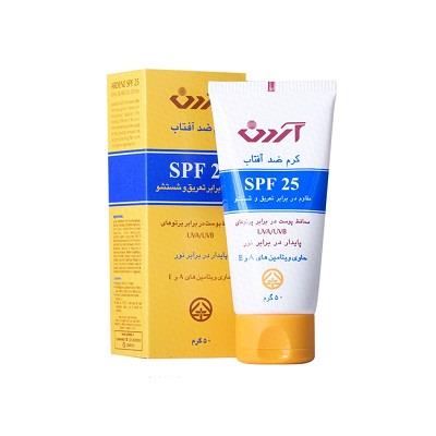 کرم ضد آفتاب بی رنگ ضد تعریق آردن SPF25 مناسب انواع پوست 50 گرم