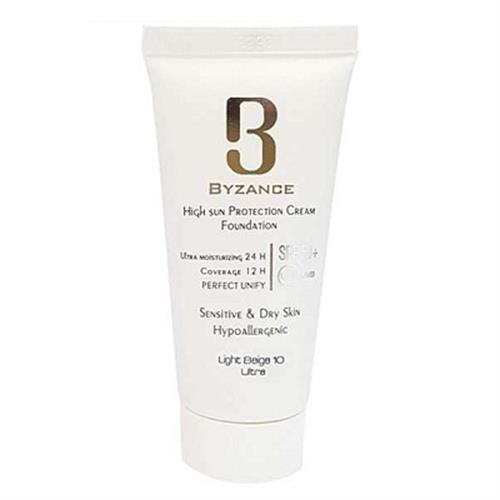 ضدآفتاب کرم پودری SPF50 بژ روشن 10 بیزانس مناسب پوست حساس و خشک 30 میلی لیتر