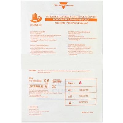 دستکش لاتکس جراحی استریل سایز 8 بدون پودر زام ایکس 2 عددی