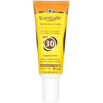 کرم ضد آفتاب بژ طبیعی دور چشم حاوی ضد آفتاب SPF 30 سان سیف 20 گرم