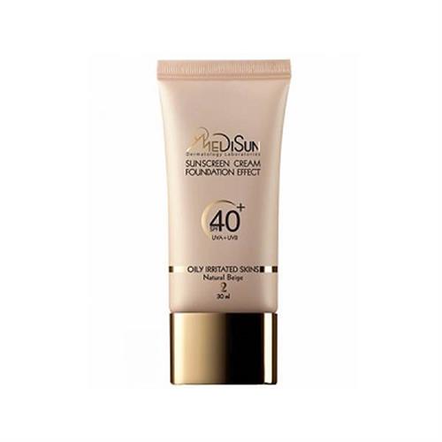 ضد آفتاب کرم پودری شماره 2 بژ طبیعی SPF40 مدیسان مناسب پوست چرب و حساس 30 میلی لیتر