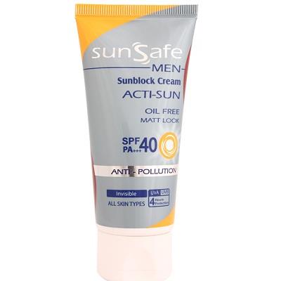 کرم ضد آفتاب فاقد چربی آقایان SPF 40 سان سیف مناسب انواع پوست 50 گرم