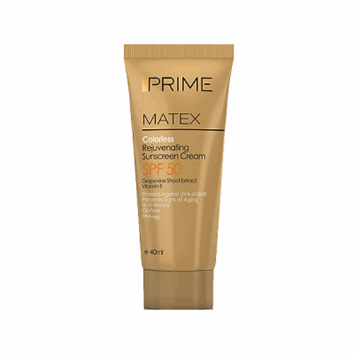 کرم ضد آفتاب جوان کننده فاقد چربی بدون رنگ SPF50 پریم مناسب انواع پوست 40 میلی لیتر