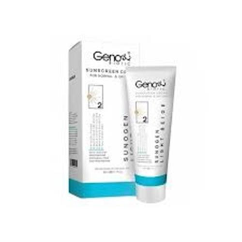 کرم ضدآفتاب بژ روشن SPF50 ژنوبایوتیک مناسب پوست های خشک و معمولی 50 میلی لیتر